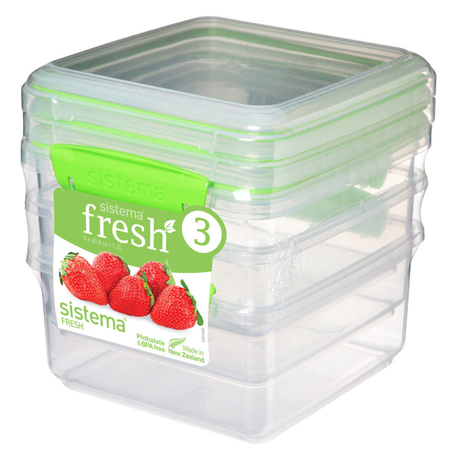 Набор пищевых контейнеров квадратных Sistema Fresh 12 л 3 шт зеленый пластик