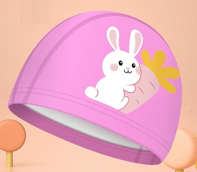 Шапочка для плавания детская HAIZID зайка тканевая с полиуретан покрытием на обхват головы 50-58 комбинированная