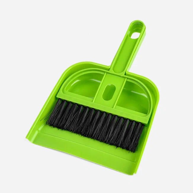 Набор для уборки маленький совком и щетка, пластиковый, (лайм) — фото 1