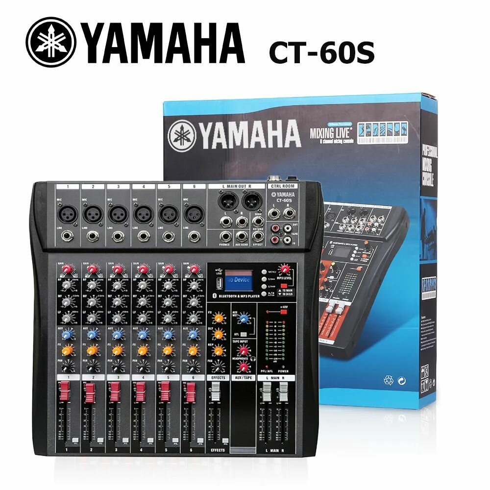 Yamaha CT-60S Миксер с эффектом реверберации DSP, поддержка USB и Bluetooth, питание 48V