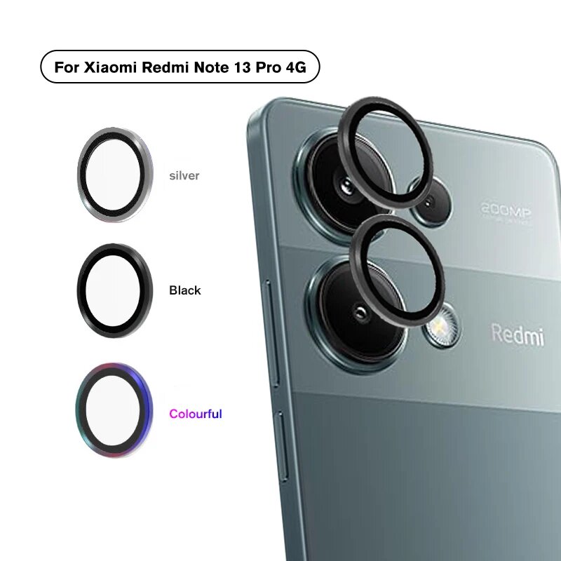 Кольцо из закаленного стекла из алюминиевого сплава для камеры Xiaomi Poco M6 Pro M6pro 4G, защитная пленка для экрана объектива на poko Little M 6Pro, black, For Poco M6 Pro 4G — фото 1
