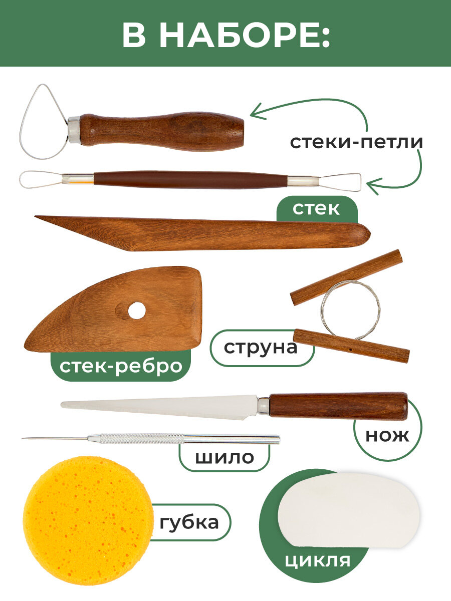 Набор инструментов для лепки и моделирования Малевичъ, 9 предметов — фото 1