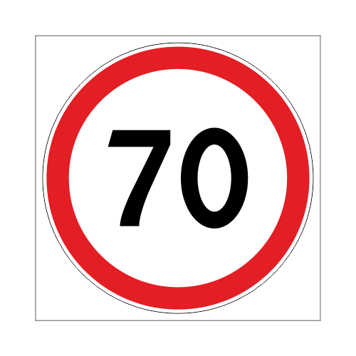 Дорожный знак 3.24 "Ограничение скорости" , типоразмер 3 (D700) световозвращающая пленка класс IIб (круг) 70 км/ч