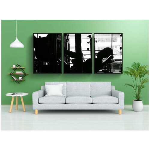 фото Набор модулных постеров для интерьера "спортзал, гантели, масса" 60x90 см. в тубусе, без рамки lotsprints