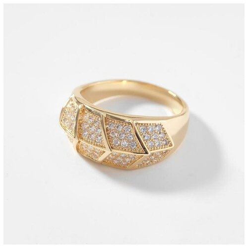 фото Кольцо "статус" листок, цвет белый в золоте, размер 17 yandex market