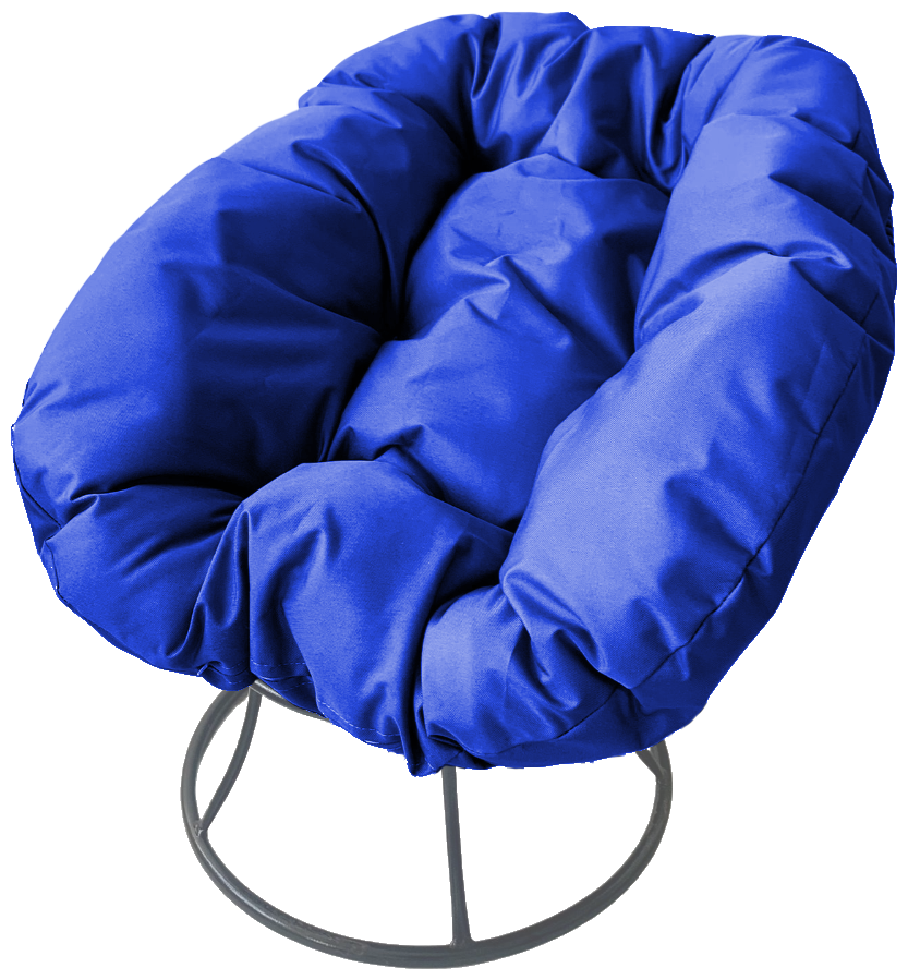 Кресло m-group пончик серое, синяя подушка - фотография № 1