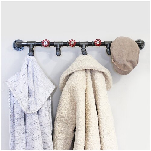 Настенная вешалка для одежды из труб и чугуна в индустриальном стиле, лофт