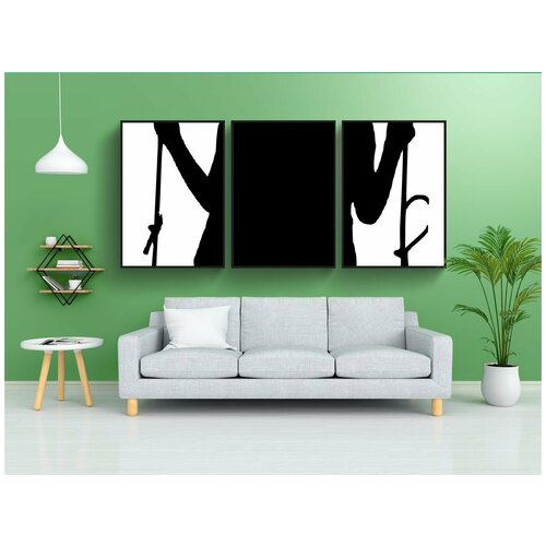 фото Набор модулных постеров для интерьера "женщина, сидя, расслабляющий" 60x90 см. в тубусе, без рамки lotsprints