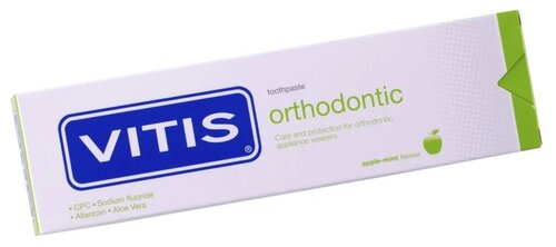 Зубная паста VITIS Vitis Orthodontic, яблоко и мята, 100 мл, 157 г, 2 шт., белый