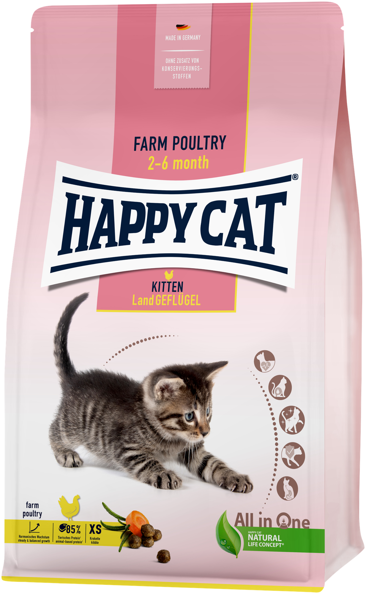 Сухой корм Happy CAT KITTEN Land Geflugel птица 1.3кг - фотография № 1