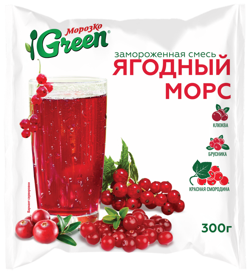 Смесь замороженная Морозко Green Ягодный морс клюква - брусника - красная смородина