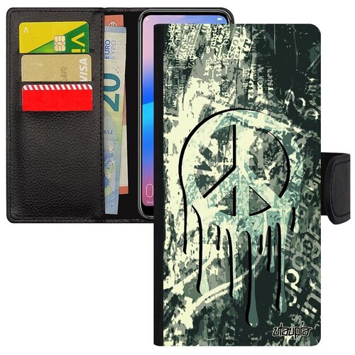 фото Новый чехол-книжка на телефон // samsung galaxy a10 // "peace and love" рисунок мир и любовь, utaupia, серый