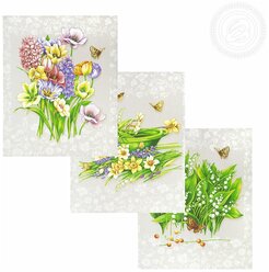 Набор кухонных полотенец «Аромат» - рогожка (3шт - 45*60см), цветы, весна