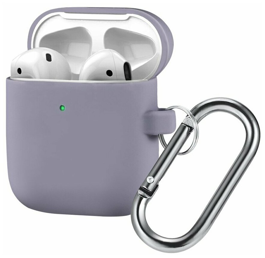 Cиликоновый чехол для наушников Airpods 2 с металлическим кольцом против потери чехол для беспроводных наушников Blutooth для Airpods / ламантин