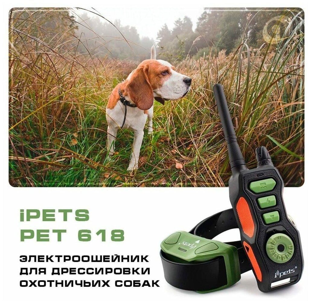 Электронный ошейник для дрессировки охотничьих собак и охоты iPets PET 618 - фотография № 1