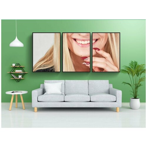 фото Набор модулных постеров для интерьера "улыбка, девочка, волосы" 60x90 см. в тубусе, без рамки lotsprints