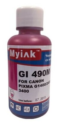 Чернила для CANON (GI-490M) PIXMA G1400/2400/3400 (100мл, magenta, Dye) MyInk