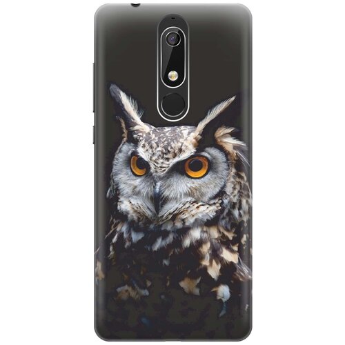фото Re:pa накладка transparent для nokia 5.1 с принтом "сова на темном фоне"