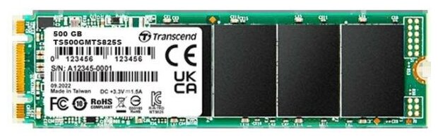 Накопитель SSD M.2 2280 Transcend TS500GMTS825S 825S 500GB SATA 6Gb/s 3D TLC 530/480MB/s IOPS 55K/75K TBW 180 DWPD 0.3