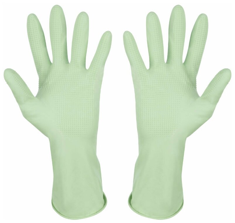 Перчатки латексные с хлопковым напылением зеленые р-р L 101280