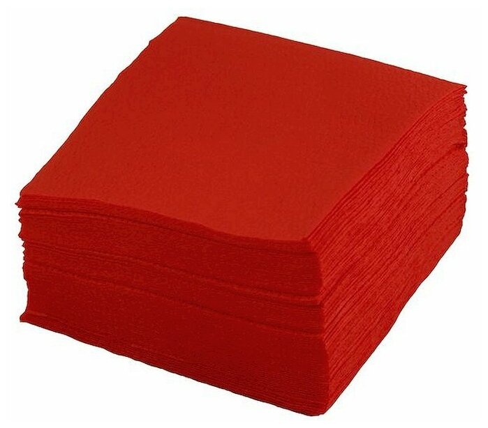 Салфетка бумажная красная 33х33 см 2-сл 200 шт/уп ALMIN 1 уп - фотография № 2