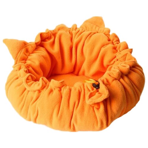 Лежак для собак и кошек Пушистое счастье кокон с ушками 55х55х3 см 55 см 55 см круглая оранжевый 3 см