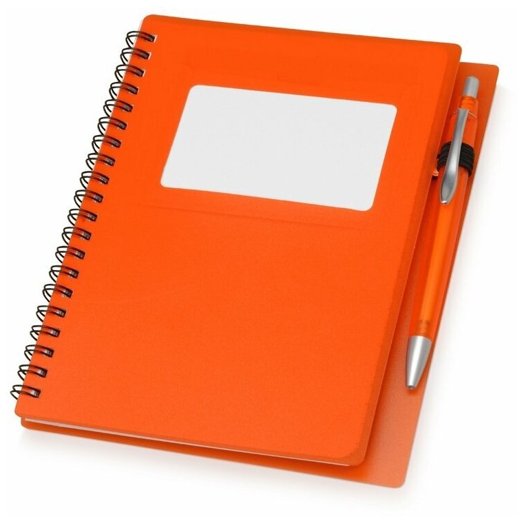 Блокнот "Контакт" с ручкой, оранжевый