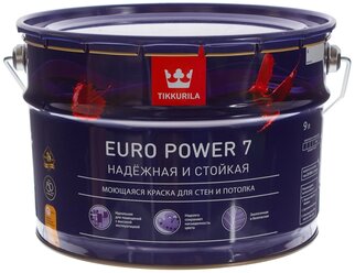 Краска Tikkurila Euro Power 7 (База А) для детской моющаяся матовая белый 9 л