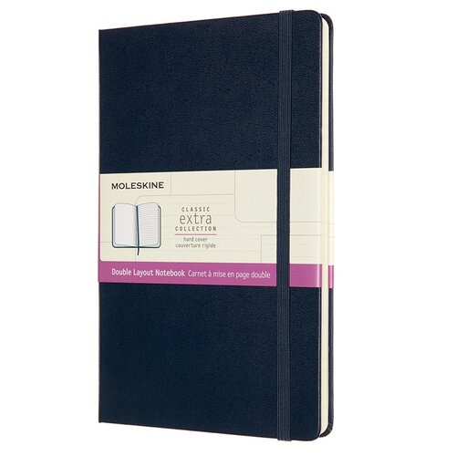 Блокнот Moleskine CLASSIC DOUBLE NB313HB20 Large 130х210мм 240стр. линейка/нелинованный твердая обложка синий блокнот moleskine smart smnl31hbk large 130х210мм 240стр линейка твердая обложка черный