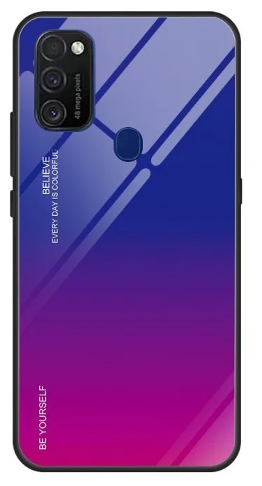 Чехол-бампер силиконовый для Samsung Galaxy M30s / Samsung Galaxy M21 SM-M215 (2020) с закаленным стеклом «тематика Градиент» фиолетовый