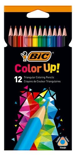 Карандаши цветные 12 цветов BIC "Color UP", пластиковые, трехгранные