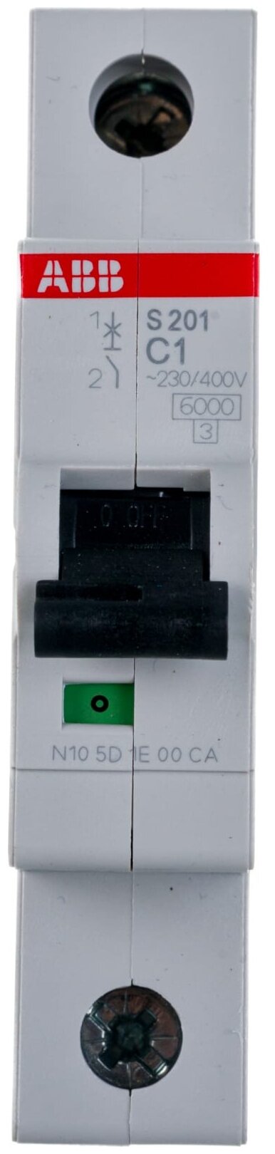 Выключатель автоматический модульный 1п C 1А 6кА S201 C1 ABB 2CDS251001R0014 - фотография № 2