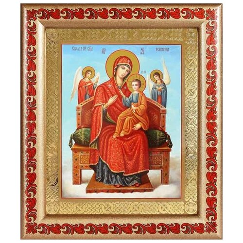 Икона Божией Матери Всецарица, широкая рамка с узором 19*22,5 см икона божией матери всецарица широкая рамка с узором 14 5 16 5 см