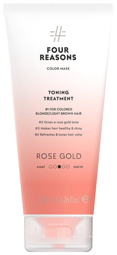 Тонирующая маска для поддержания цвета окрашенных волос Four Reasons Color Mask Toning Treatment Roze Gold Розовое золото