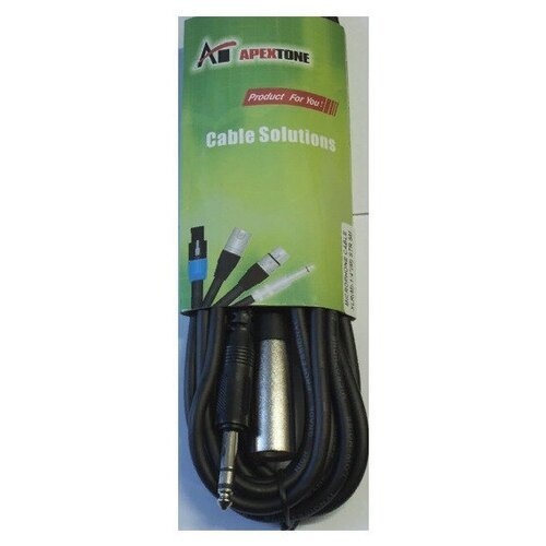 Шнур линейный, XLR(M)-Jack стерео, 3 м - Apextone AP-2106-3 шнур jack 6 35 xlr f 3 0 м