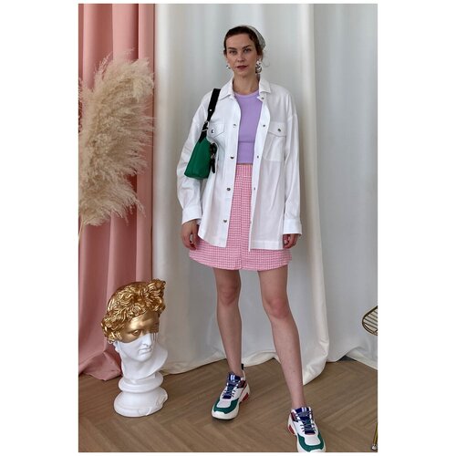 фото Рубашка-оверсайз b2669/miror белый 48 emka fashion