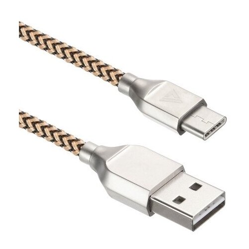 Кабель USB A --> Type-C (M) 1.0м (USB 2.0) ACD-Titan, нейлон, 2-ст. конн, желто-черный (ACD-U927-C2Y) автомобильное зарядное устройство acd acd с362q v1b usb c 3 2 1 5 а черный