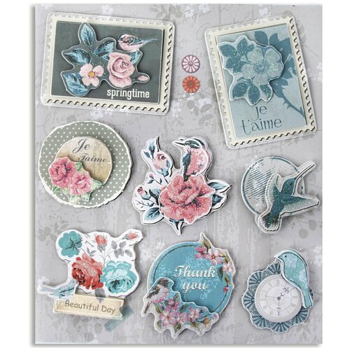 Комплектация 10 шт. Наклейки бумажные объемные для скрапбукинга и декора весна, 8 штук, остров сокровищ, 662273