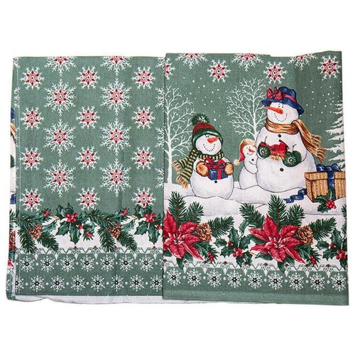 фото Новогодняя скатерть снеговички 120 х 150 см ивановский текстиль