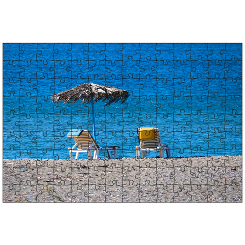фото Магнитный пазл 27x18см."пляж, шезлонги, зонтик" на холодильник lotsprints