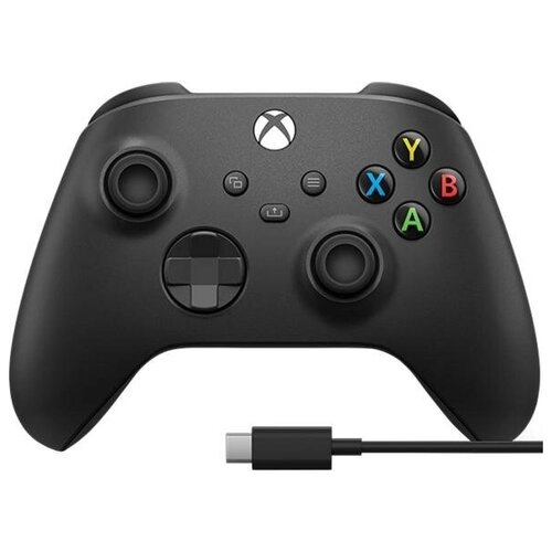 фото Геймпад microsoft xbox series x|s wireless controller carbon black + кабель для pc (чёрный)