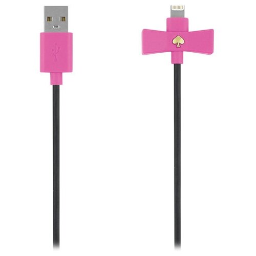 Кабель Kate Spade New York Bow Lightning — USB (1 метр) чёрный/розовый