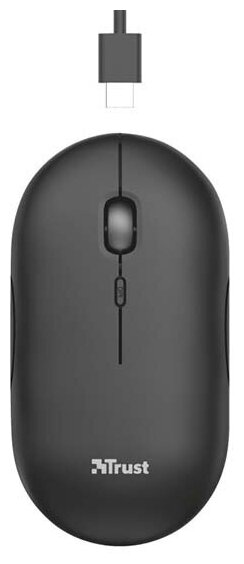 Беспроводная аккумуляторная мышь со скругленными очертаниями и бесшумными кнопками Trust Puck