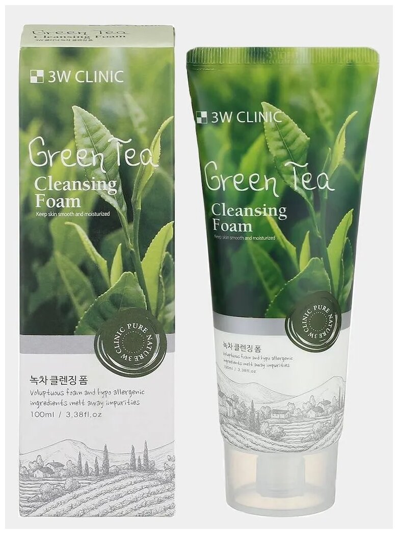 3W Clinic пенка для умывания Green Tea Foam Cleansing