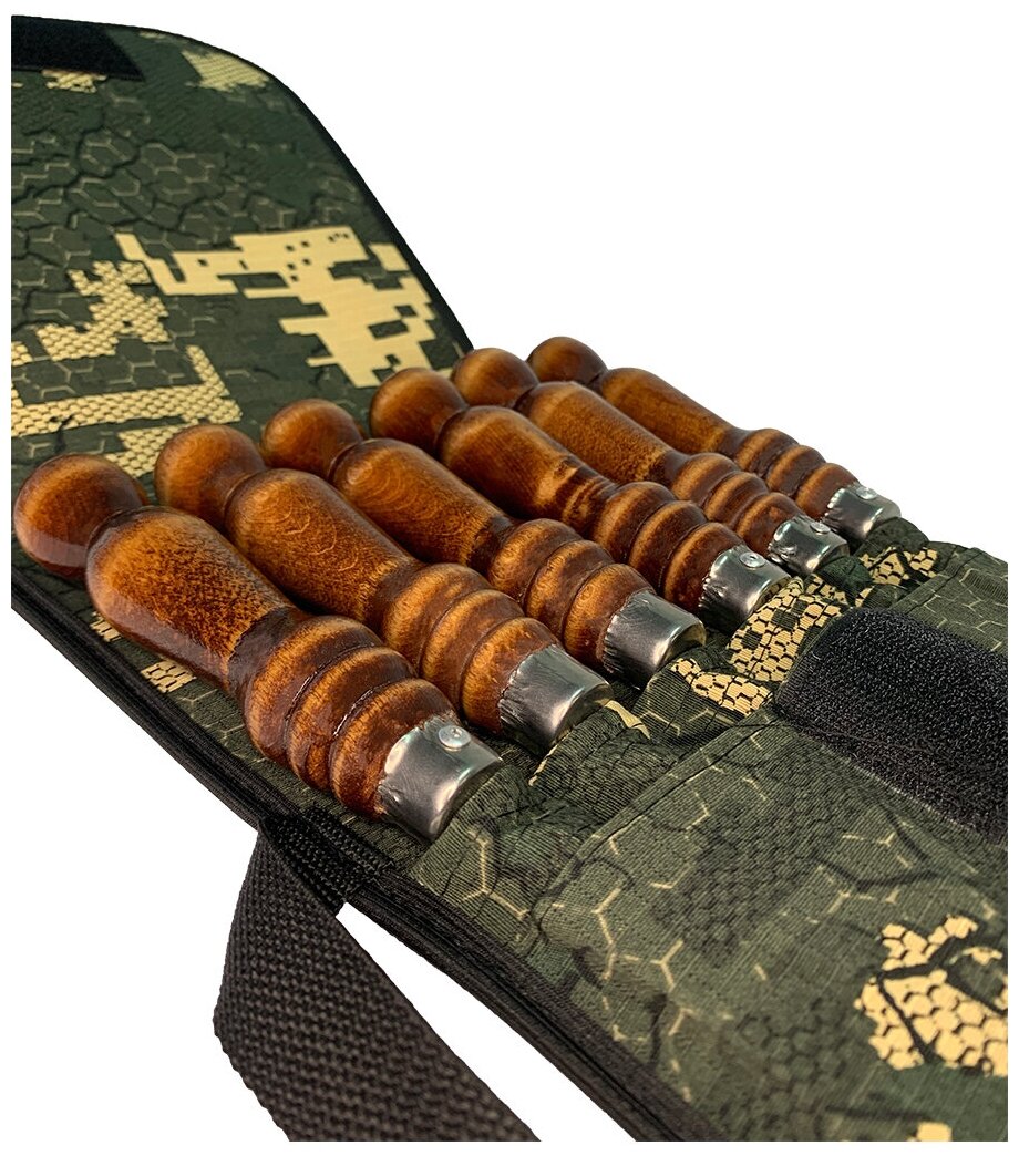 Набор шампуров с деревянной ручкой для шашлыка дачи сада похода кемпинга отдыха на природе, в чехле - фотография № 4