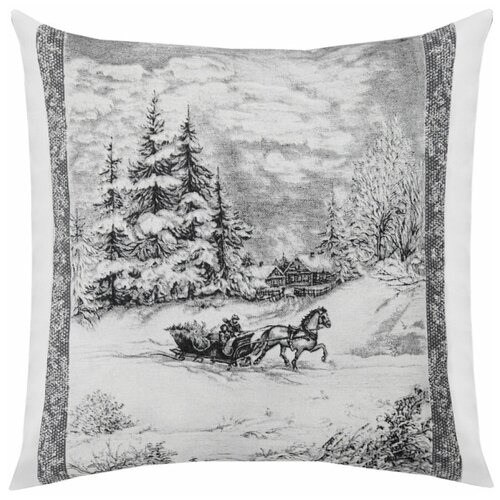 Наволочка - чехол для декоративной подушки на молнии Новогодняя III, 45 х 45 см, белый, серый