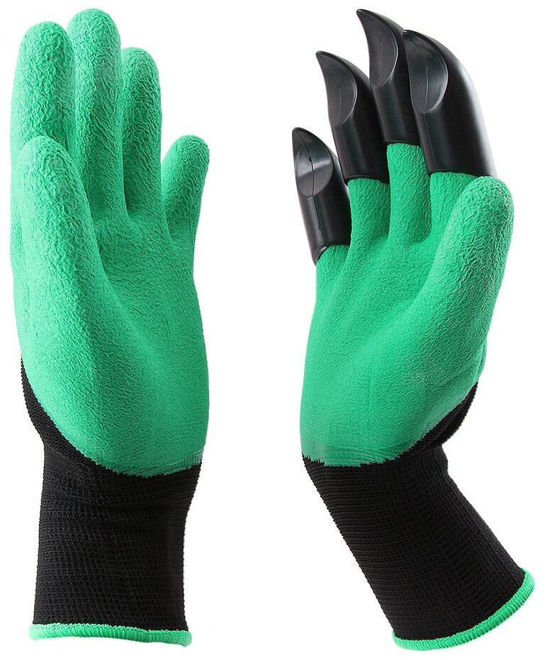 Садовые перчатки с когтями / Универсальные перчатки для дачи огорода и сада / Удобные перчатки для работы с землей