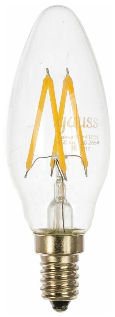 Gauss Лампа Filament Свеча E14 5W 4100К 2 лампы в упаковке SQ103801205P