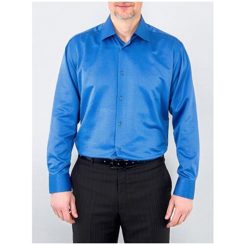 фото Рубашка мужская длинный рукав greg 223/399/1079/1, прямой силуэт / сlassic fit, цвет синий, рост 174-184, размер ворота 41