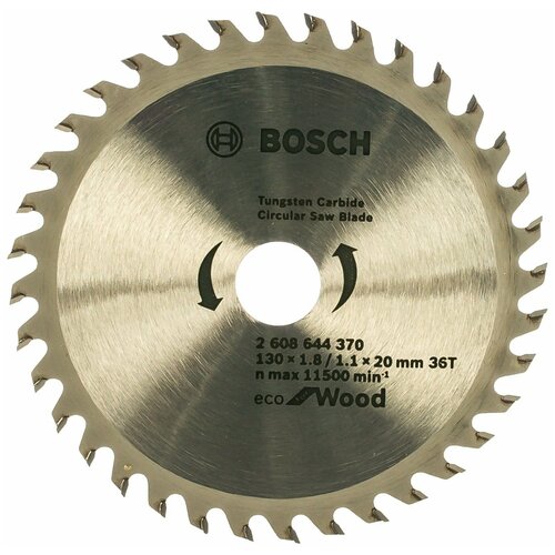 Диск пильный BOSCH 2608644370 ECO WO 130x20/16-36T bosch циркулярный диск 130x20 16x36optilineeco 2608641782